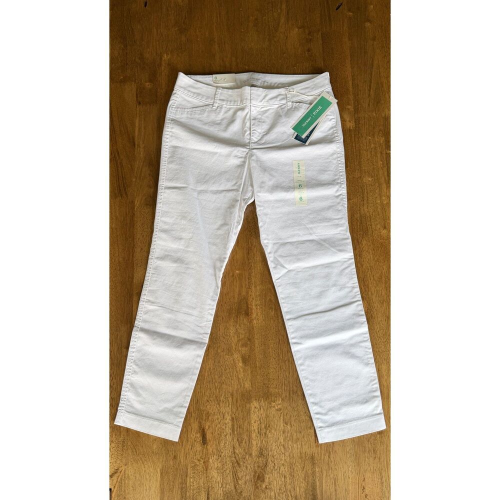 Old Navy Pixie White Mid Rise Ankle Pants Size 6 Regular NWT Stay White